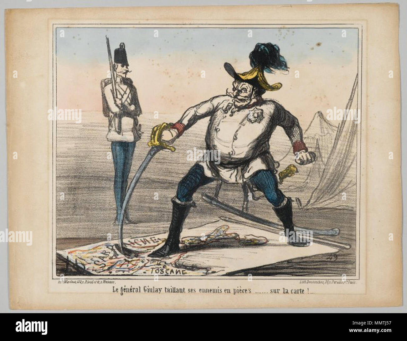 Il Brooklyn Museum - Generale Giulay lacrime i suoi nemici in pezzi... almeno sulla mappa - Honoré Daumier Foto Stock
