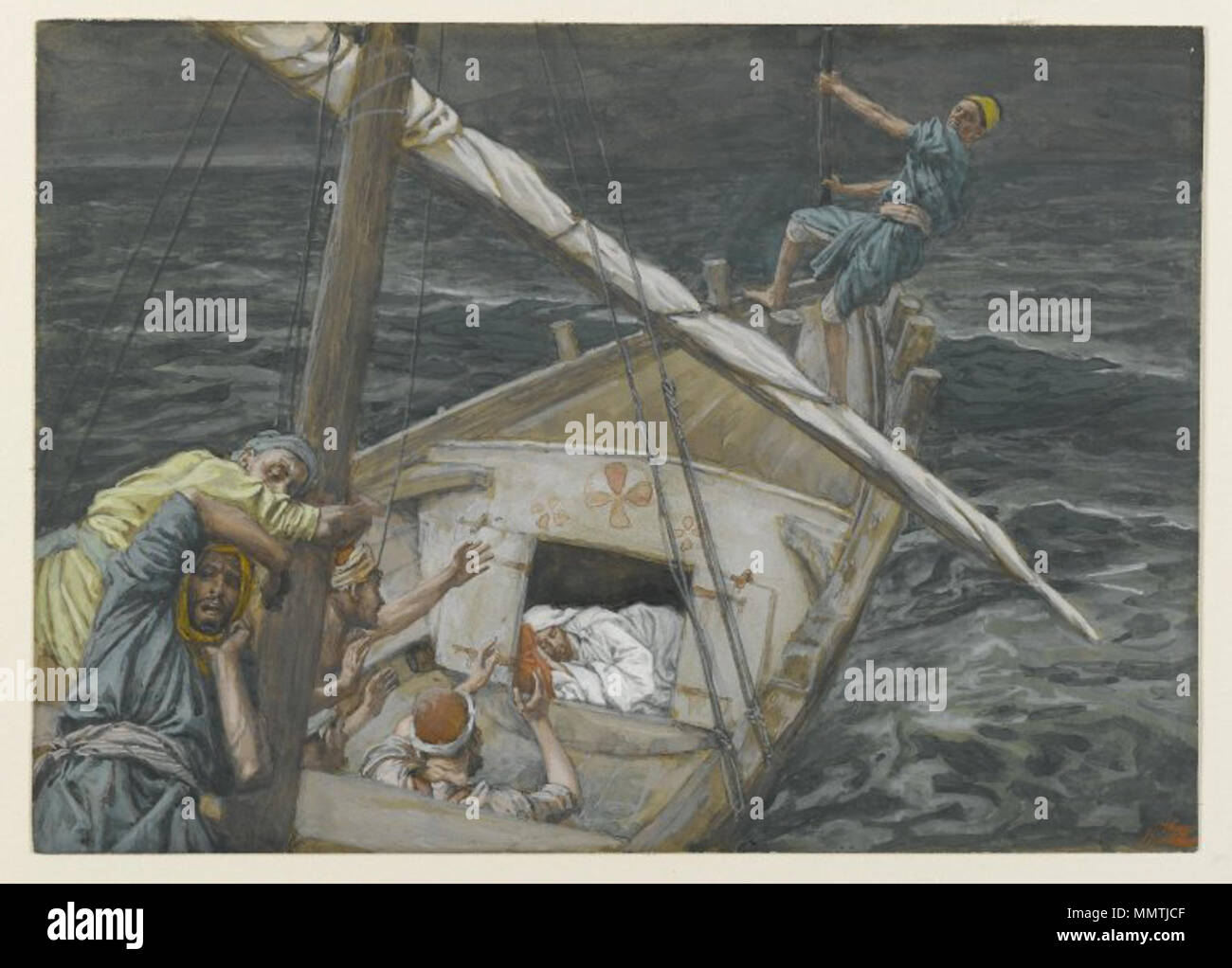 Il Brooklyn Museum - Gesù dorme durante la tempesta (Jésus pendente dormienti la tempête) - James Tissot - generale Foto Stock
