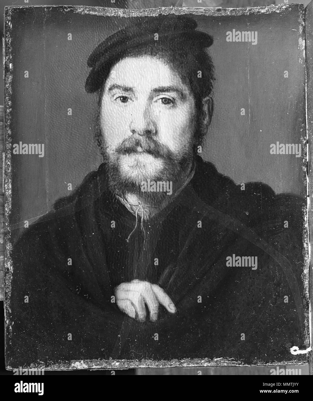 Ritratto di un uomo con la mano destra. Tra il 1530 e il 1539. Il Brooklyn Museum - Ritratto di un uomo con la mano destra - Corneille de Lyon Foto Stock