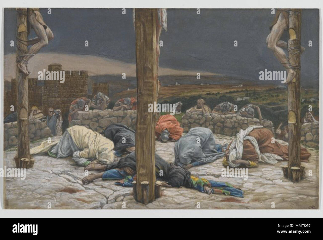 Français : Le tremblement de terre inglese: il terremoto . tra 1886 e 1894. Il Brooklyn Museum - Il terremoto (Le tremblement de terre ) - James Tissot Foto Stock