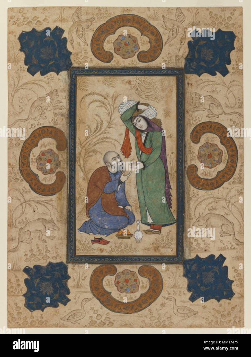 Giovane donna che offre il vino per un Sage. Tra il 1648 e il 1652. Il Brooklyn Museum - giovane donna che offre il vino per un Sage Foto Stock