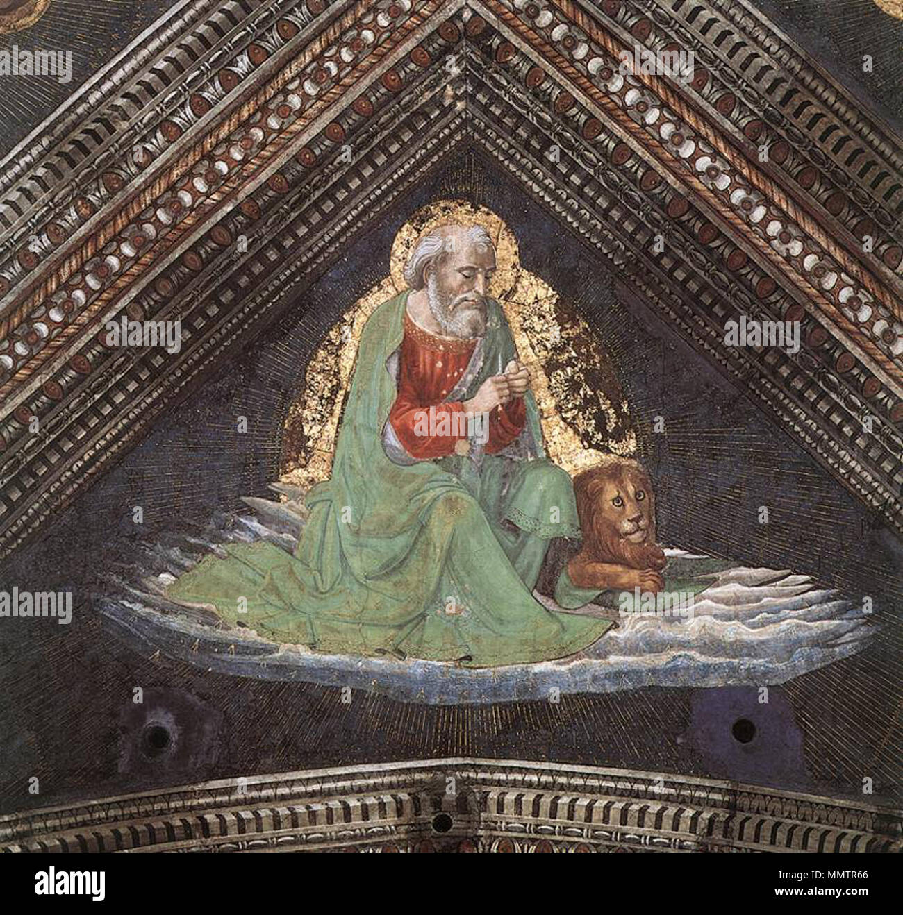 Inglese: San Marco Evangelista . tra 1486 e 1490. Cappella Tornabuoni, evangelista San Marco Foto Stock