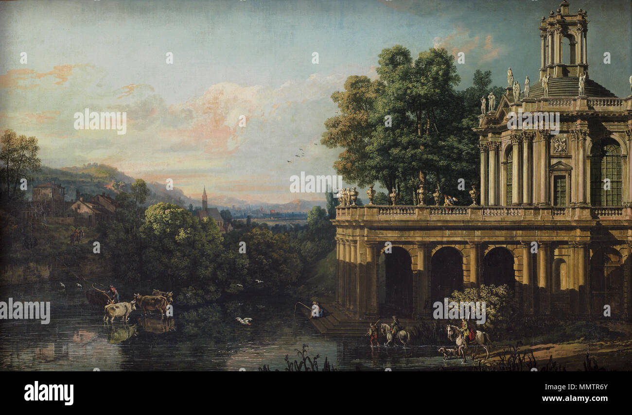 Capricho arquitectónico con onu palacio - Bernardo Bellotto Foto Stock