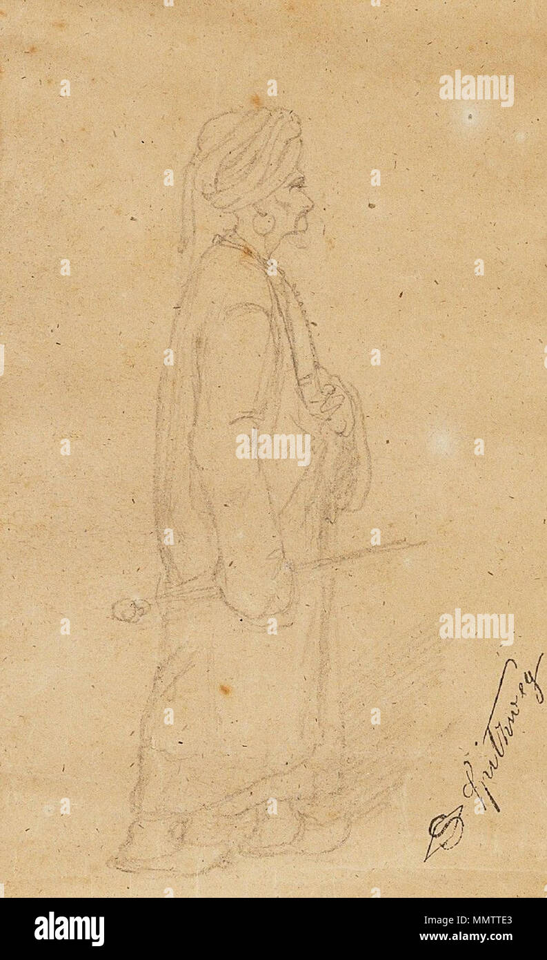 . Deutsch: Orientale. Signaturstempel. Bleistiftzeichnung auf Papier. 21 x 16 cm . dal 1885. Carl Spitzweg (1808-1885) nomi alternativi Karl Spitzweg; Franz Carl Spitzweg Descrizione tedesco pittore e disegnatore Data di nascita e morte 5 Febbraio 1808 23 Settembre 1885 Luogo di nascita e morte Munich Monaco di Baviera sede di lavoro autorità di Monaco di Baviera : controllo Q164979 VIAF:?ISNI 59091392:?0000 0001 2134 8215 ULAN:?500025223 LCCN:?n50024563 NLA:?35517277 WorldCat Carl Spitzweg Orientale Bleistiftzeichnung Foto Stock