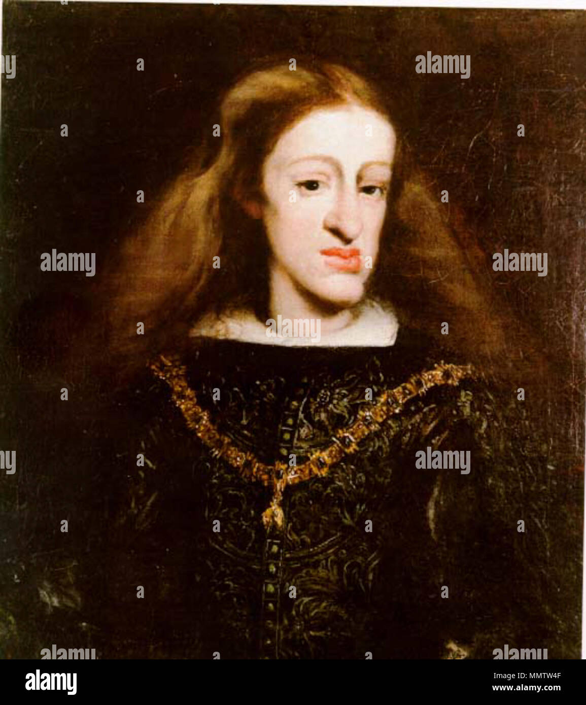 Inglese: Ritratto di Re Carlo II di Spagna (1661-1700) . Il XVII secolo. Carlos II Foto Stock