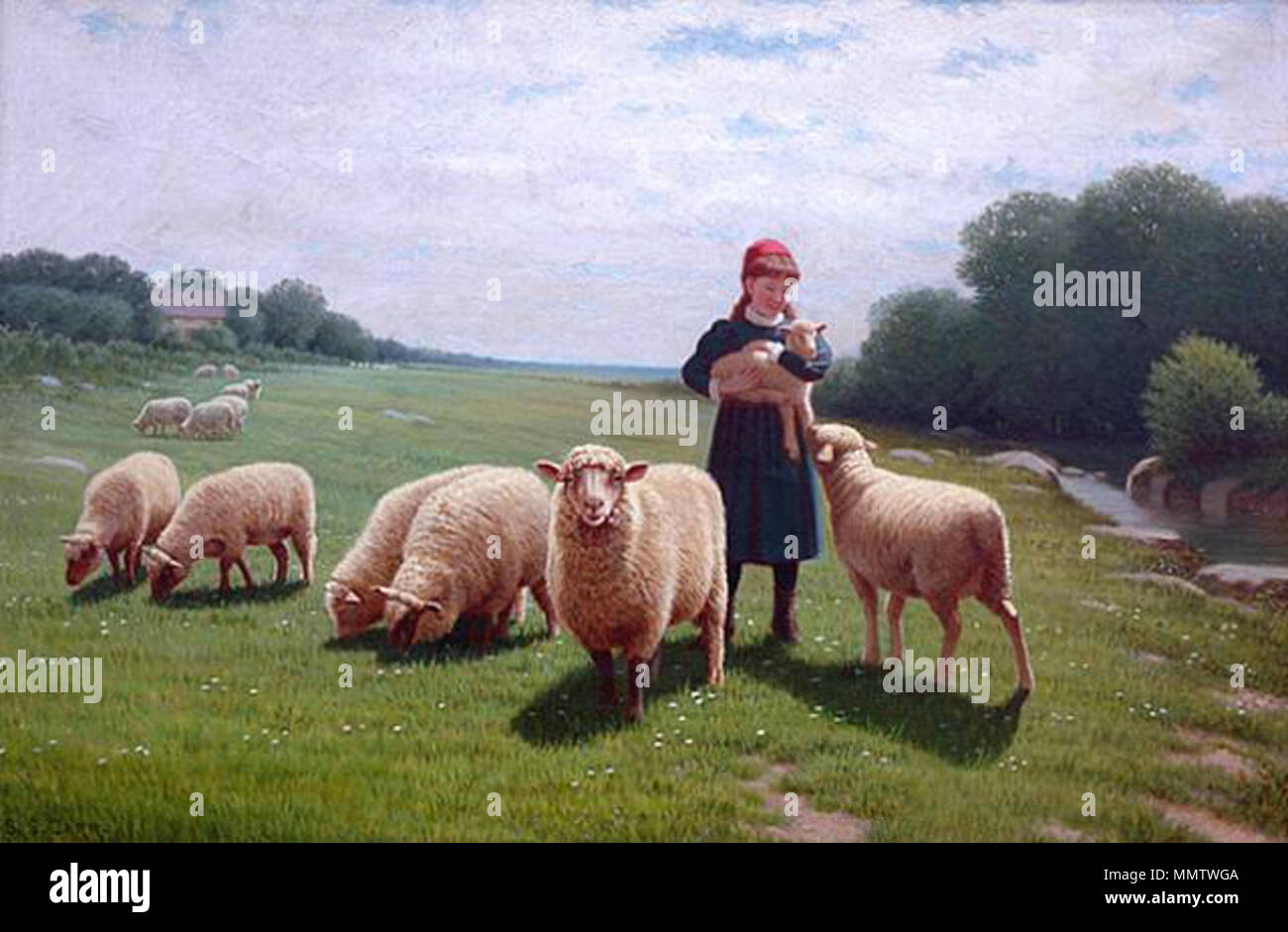 Inglese: tenendo l'agnello Carr tenendo l'agnello Foto Stock