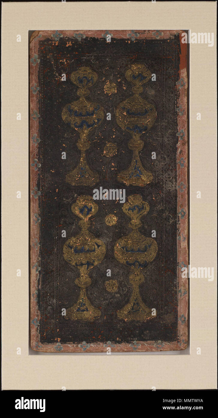 . Inglese: quattro di coppe dai Visconti mazzo di tarocchi. Italiano: Quattro di coppe del mazzo tarocchi Visconti di Modrone, detti anche Cary-Yale. . Xv secolo. Bonifacio Bembo (1420-1480) nomi alternativi Bembo, Bonifazio Descrizione pittore italiano e illuminatore Data di nascita e morte 1420 dopo 1477 Luogo di nascita e morte Brescia Milano periodo di lavoro 1447-1477 sede di lavoro Milano competente controllo : Q2486190 VIAF:?13191706 ULAN:?500021037 WGA:?BEMBO, Bonifazio GND:?122469453 RKD:?6343 Cary-Yale mazzo di Tarocchi - quattro tazze Foto Stock