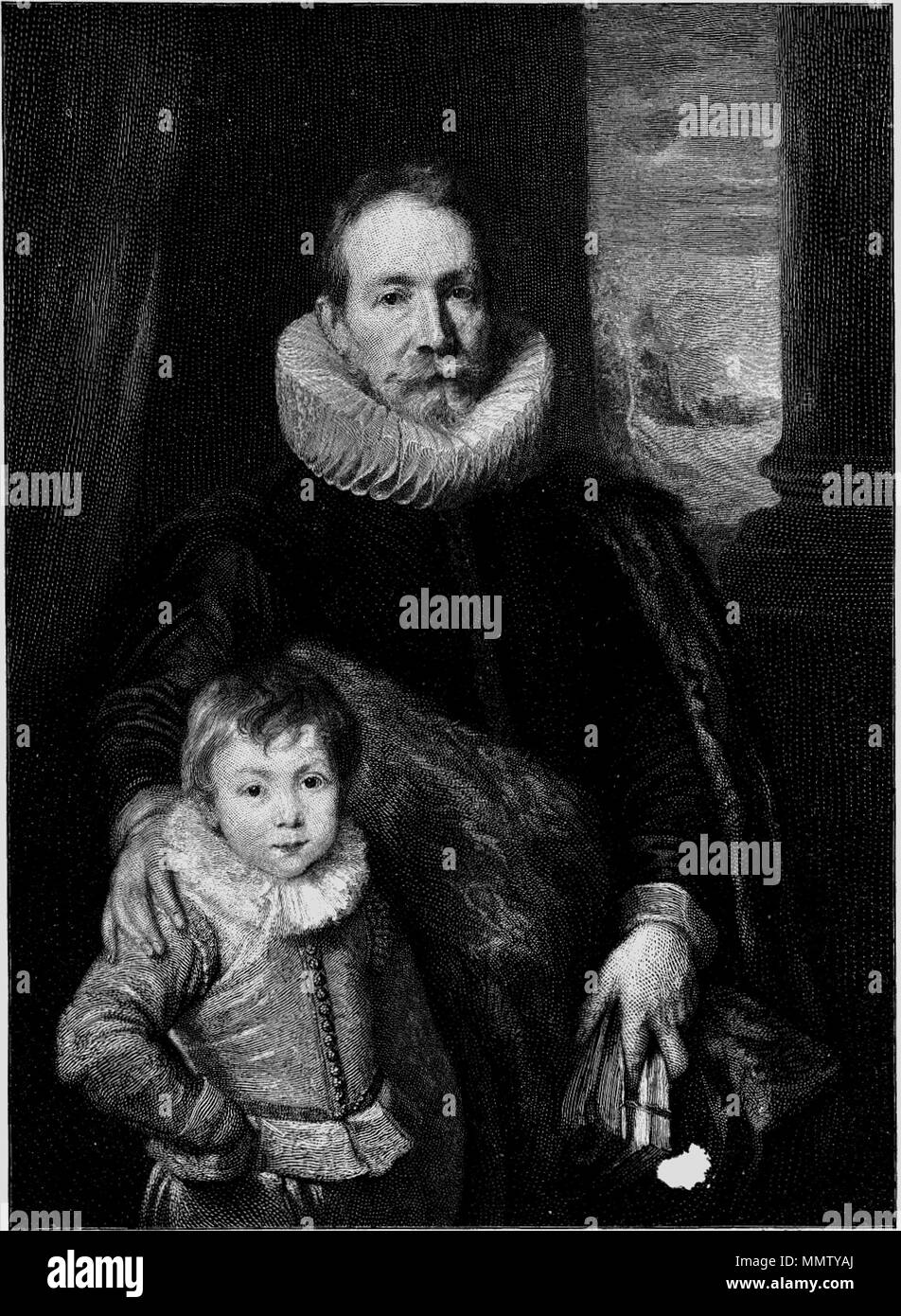 . Richardot e suo figlio incisione di Timothy Cole dopo un dipinto di Anthony van Dyck secolo Mag - Richardot e suo figlio - Van Dyck Foto Stock