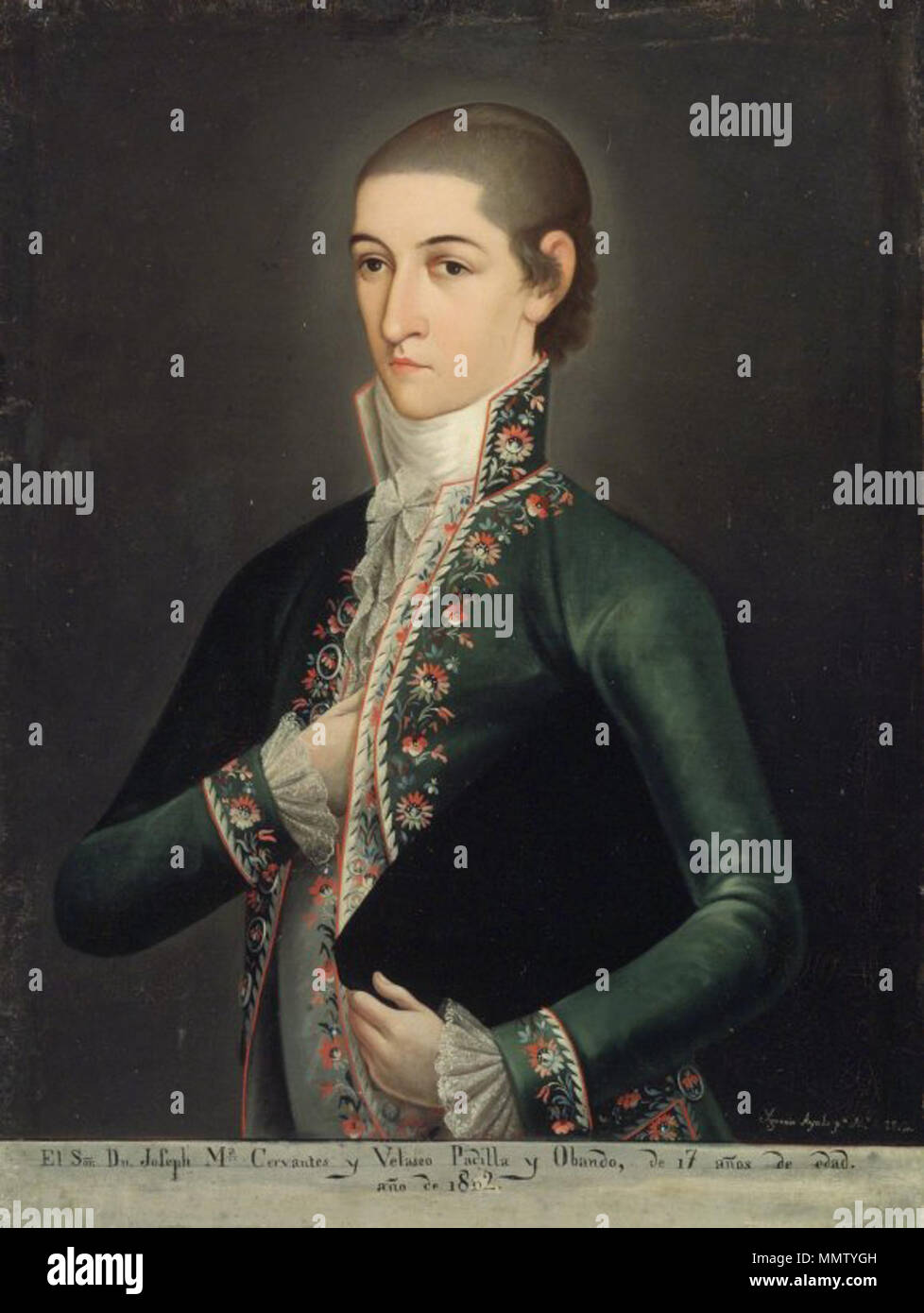 . Inglese: Jose Maria Cervantes y Velasco nel 1802, all'età di 17. Español: 'El Sor. Dn Giuseppe Ma Cervantes y Velasco Padilla y Obando, de 17 años de edad. año de 1802.' . 1802. Jose Maria Cervantes y Velasco Foto Stock