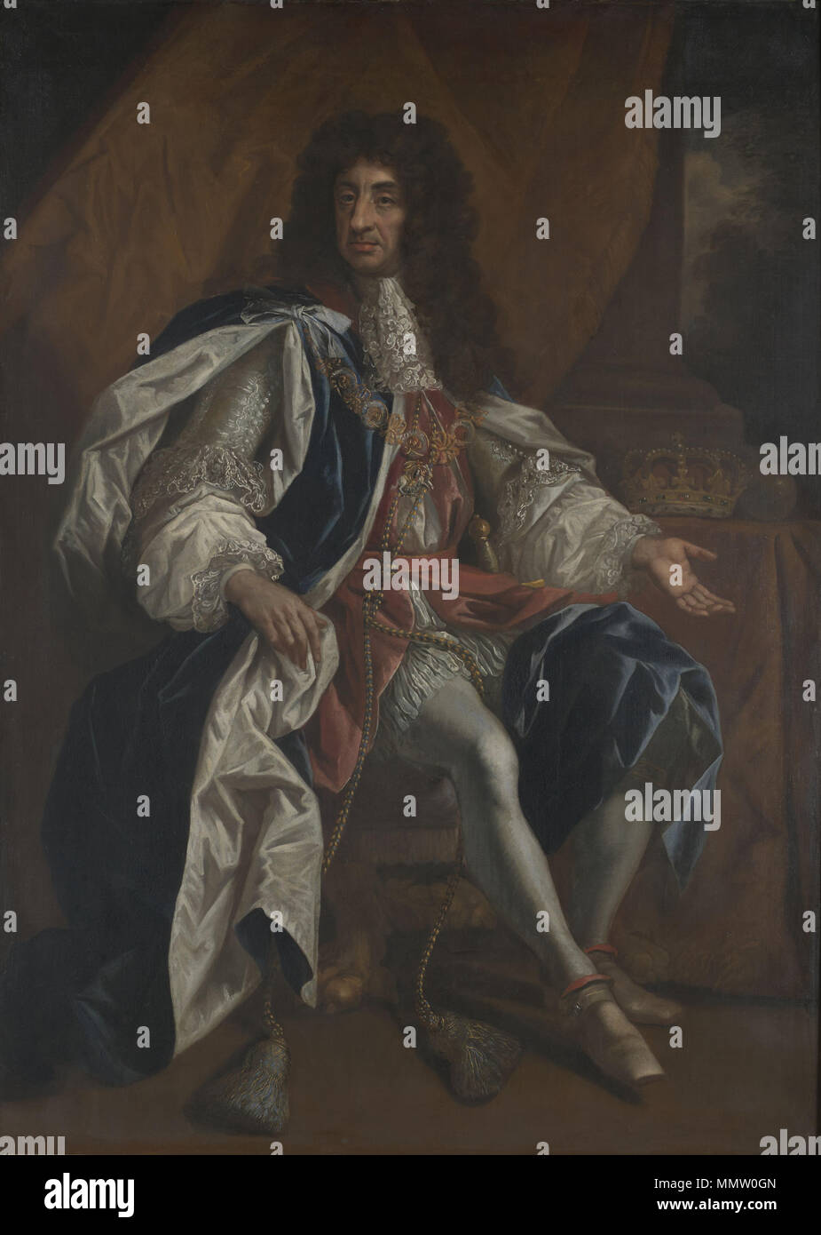 Ritratto di Re Carlo II d'Inghilterra, in Scozia e in Irlanda (1630-1685). dopo il 1660. Charles II (Hawker) Foto Stock