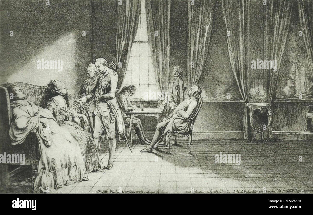 . Polski: Chodowiecki portretuje prymasa Podoskiego w stroju świeckim . 1773. Daniel Chodowiecki (1726-1801) nomi alternativi Daniel Nikolaus Chodowiecki Descrizione German-Polish pittore e incisore Data di nascita e morte 16 Ottobre 1726 7 febbraio 1801 Luogo di nascita e morte di Gda?sk Berlino posizione di lavoro autorità di Berlino controllo : Q696720 VIAF:?ISNI 59092320:?0000 0001 2134 8231 ULAN:?500014861 LCCN:?n50038187 NLA:?36058735 WorldCat Chodowiecki - prymas Podoski Foto Stock