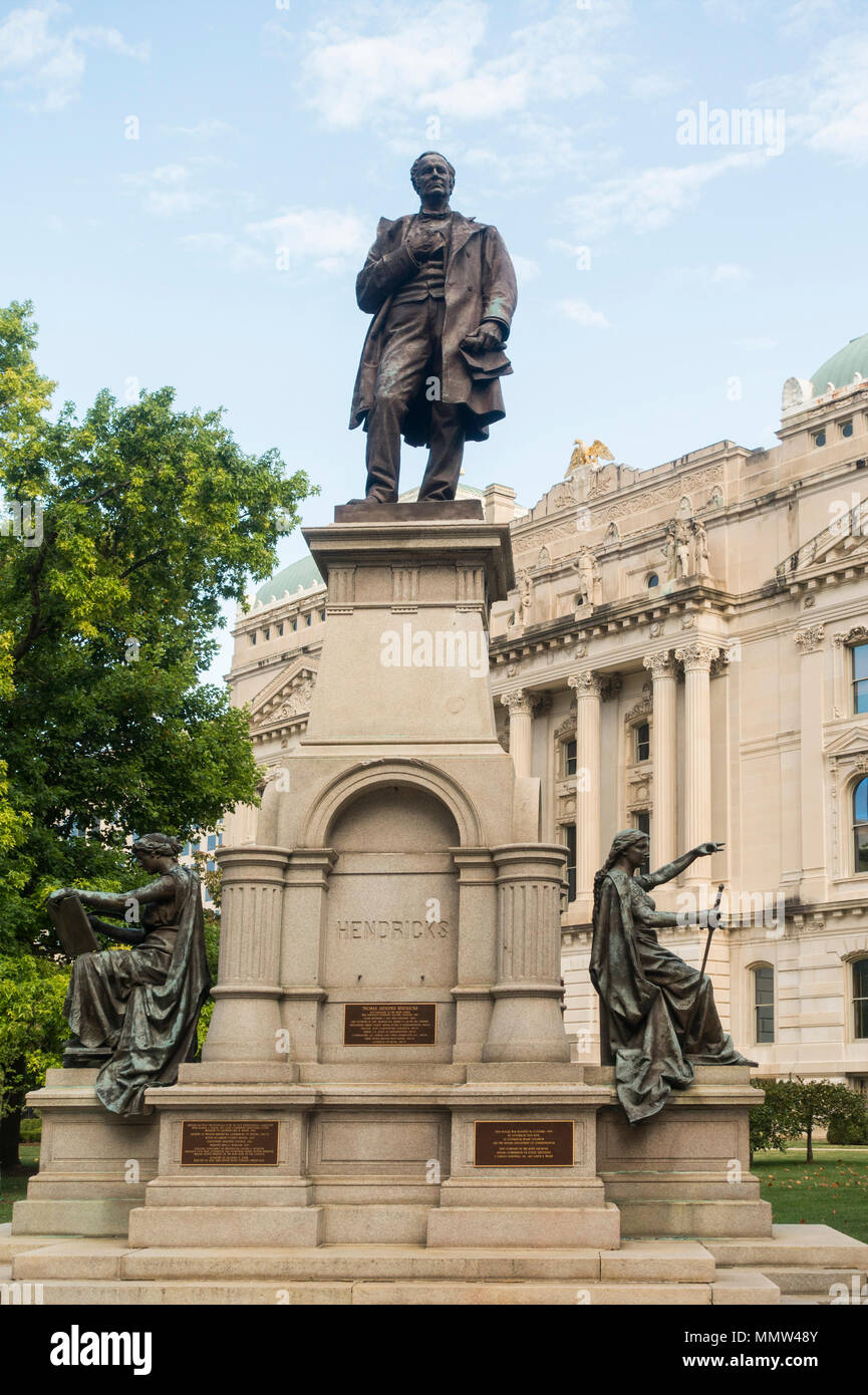 Thomas A Hendricks monumento di Indianapolis in Indiana Foto Stock