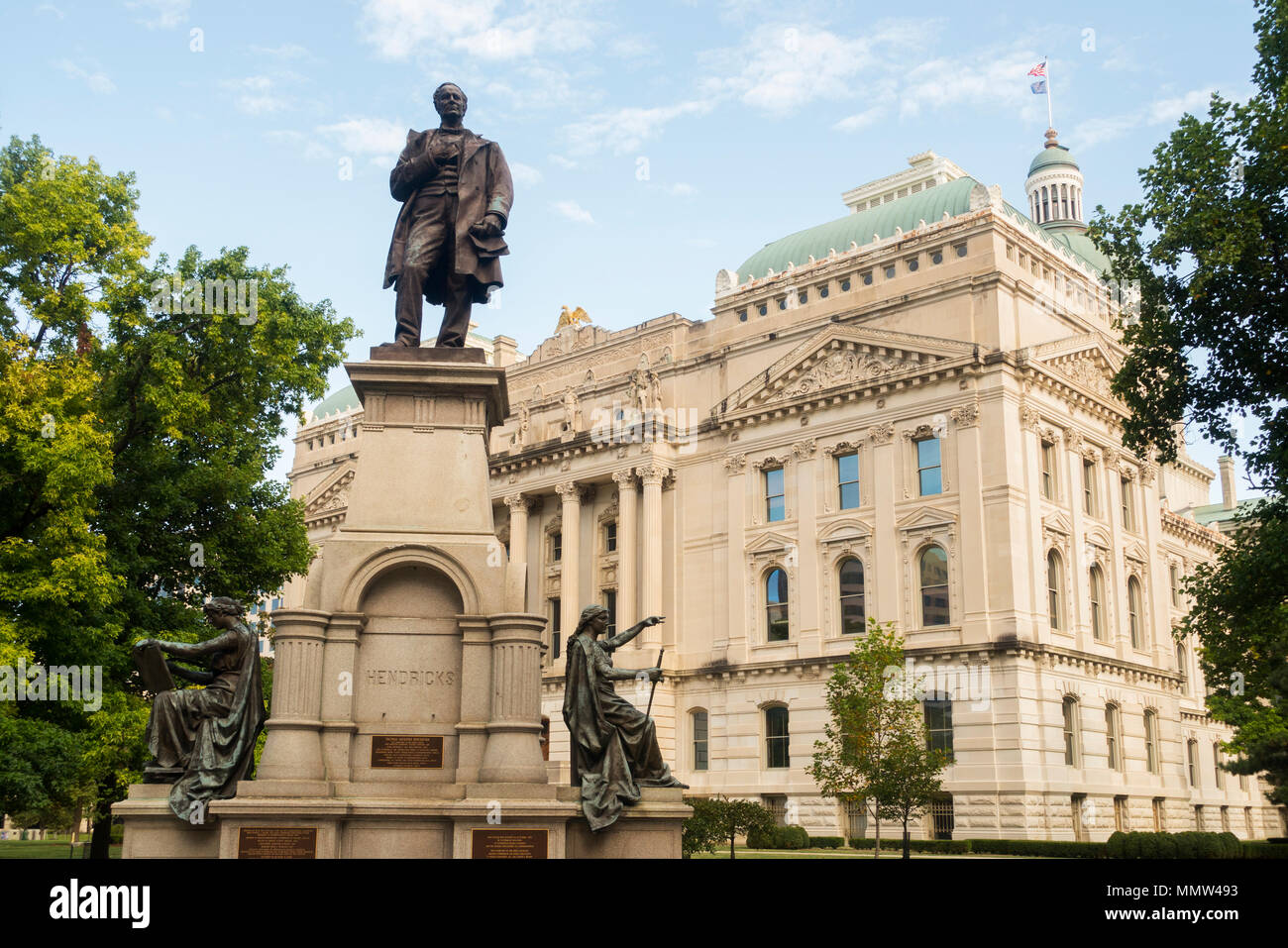 Thomas A Hendricks monumento di Indianapolis in Indiana Foto Stock