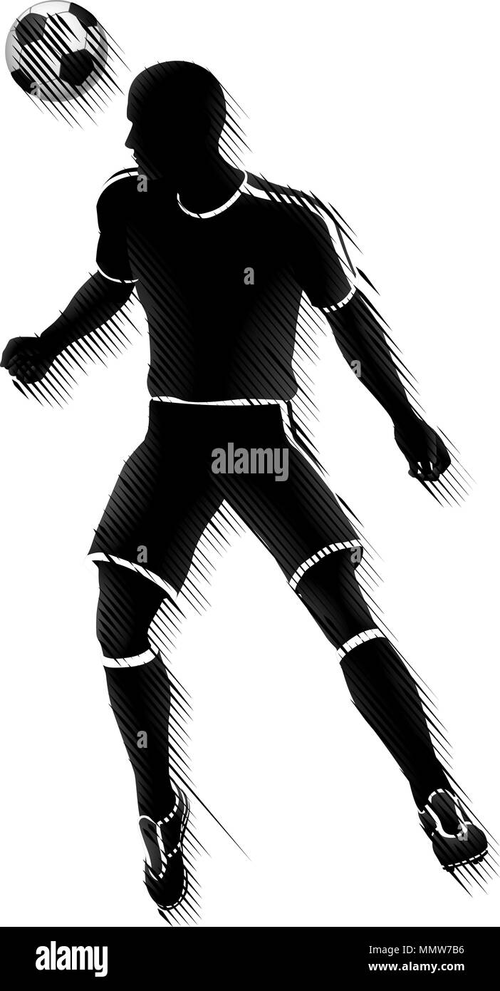 Giocatore di Calcio Sport concetto Silhouette Illustrazione Vettoriale Giocatore di Calcio Sport concetto Silhouette Illustrazione Vettoriale