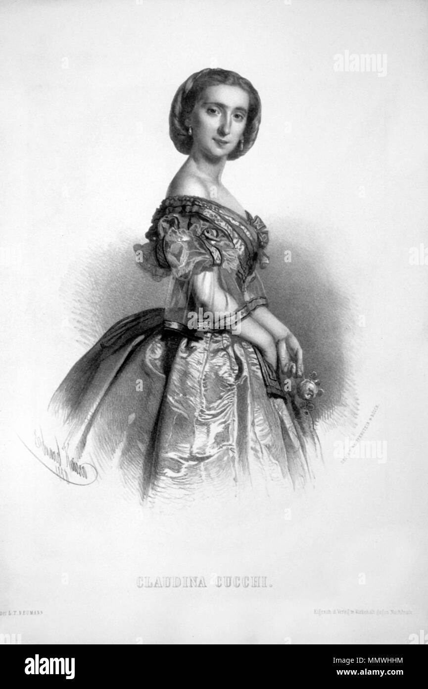 . Deutsch: Claudina Cucchi (1834-1913), italienische Tänzerin, 10 Jahre lang Primaballerina an der k. k. Hofoper in Wien. Lithographie von Eduard Kaiser, 1850. . 1850. Eduard Kaiser (1820-1895) Claudina Cucchi Litho Foto Stock