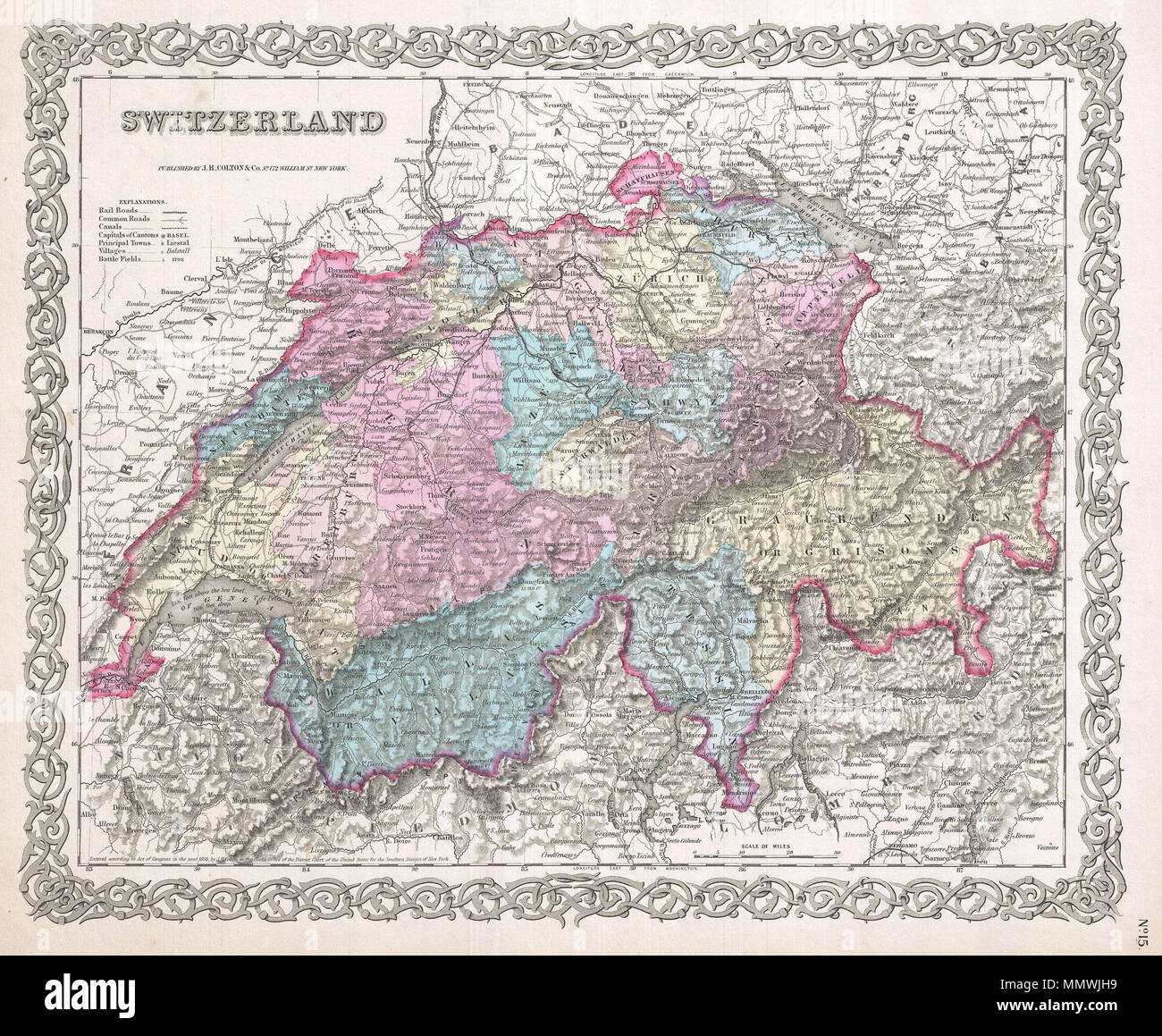 Inglese Un Bel 1855 Prima Edizione Esempio Di Colton La