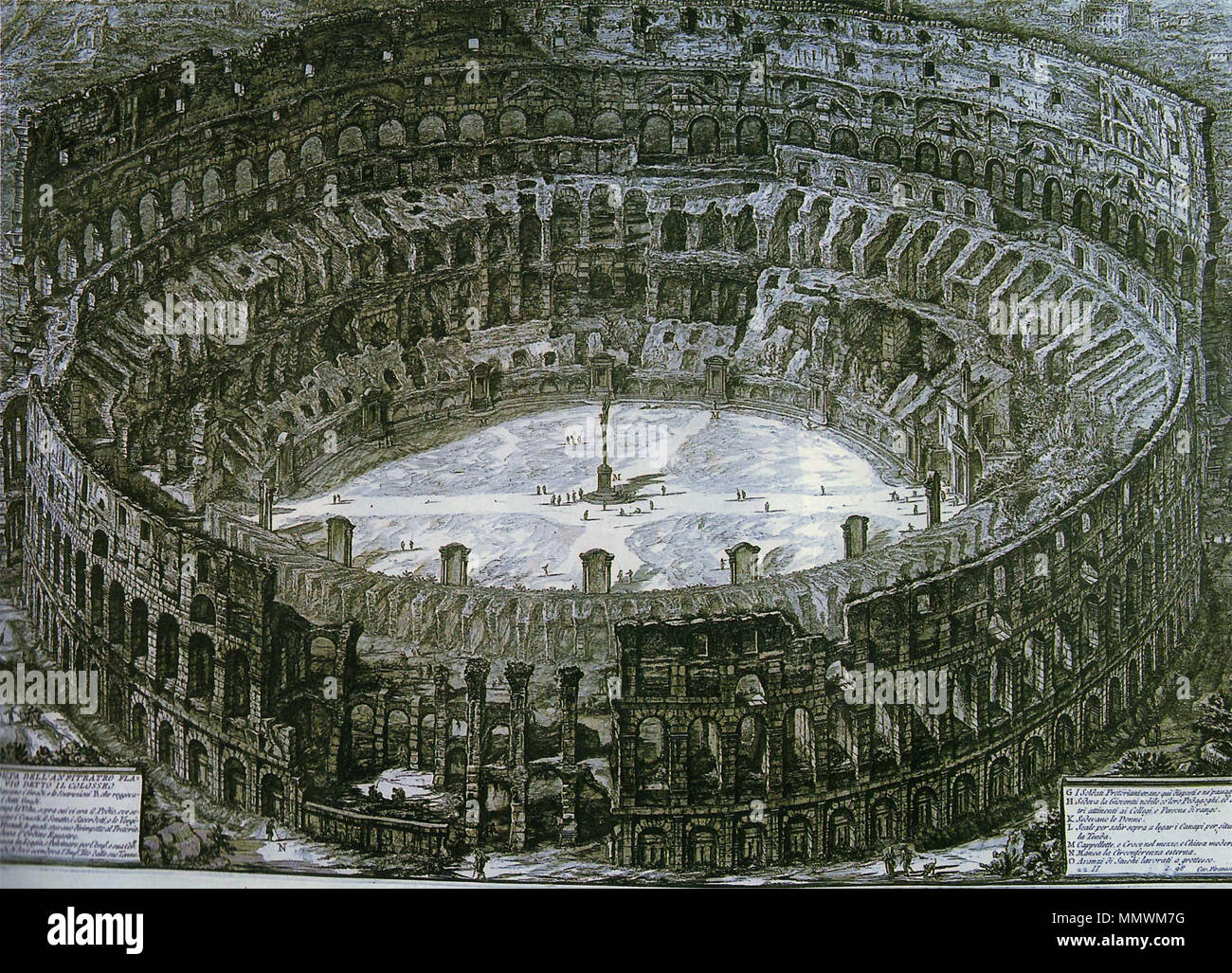 . Giovanni Battista Piranesi: 'interno del Colosseo con edicole per la Via Crucis 1750 circa. Incisione (Colosseo con le Stazioni della Croce. Incisione) . Il 3 aprile 2008. clop Colosseopiranesi Foto Stock