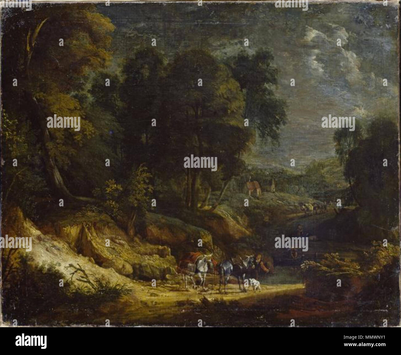 Bordo di una foresta. Tra il 1670 e il 1727. Cornelis Huysmans - bordo di una foresta Foto Stock