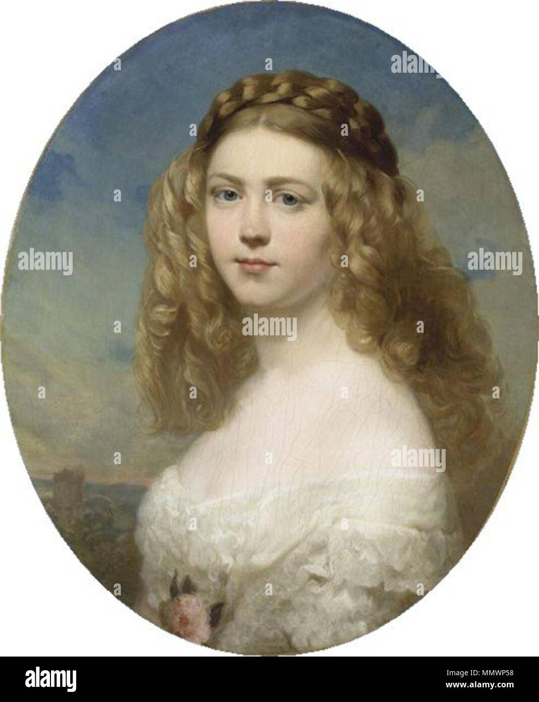 Ritratto della Principessa Amelia di Baviera. 1860. La principessa Amelia di Baviera 1860 Foto Stock