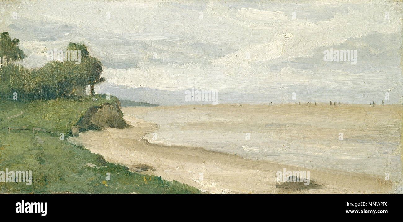 G-001693-20120217.jpg Jean-Baptiste-Camille Corot, spiaggia nei pressi di Etretat, francese, 1796 - 1875, c. 1872, olio su tela, Ailsa Mellon Bruce Collezione Jean-Baptiste-Camille Corot - Plage près de Etretat (c.1872) Foto Stock