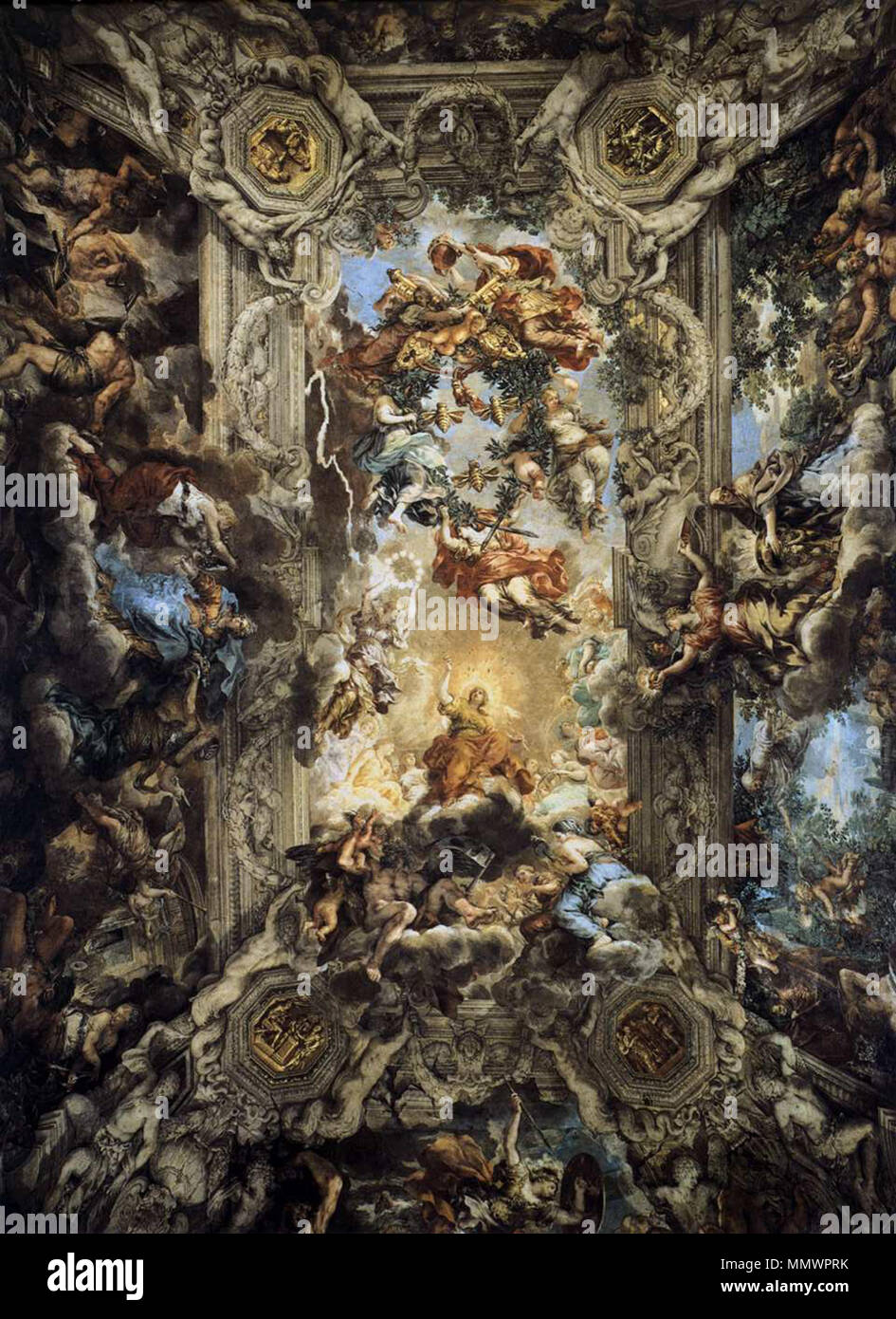 Inglese: il trionfo della divina Provvidenza . tra 1633 e 1639. Cortona il Trionfo della Divina Provvidenza 01 Foto Stock