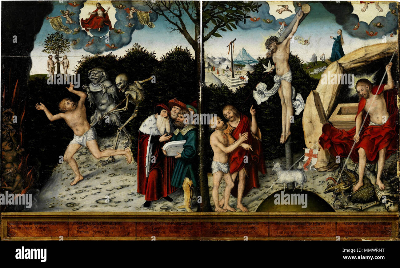 Lucas Cranach d.Ä. - Allegorie auf Gesetz und Gnade (Germanisches Nationalmuseum) Foto Stock