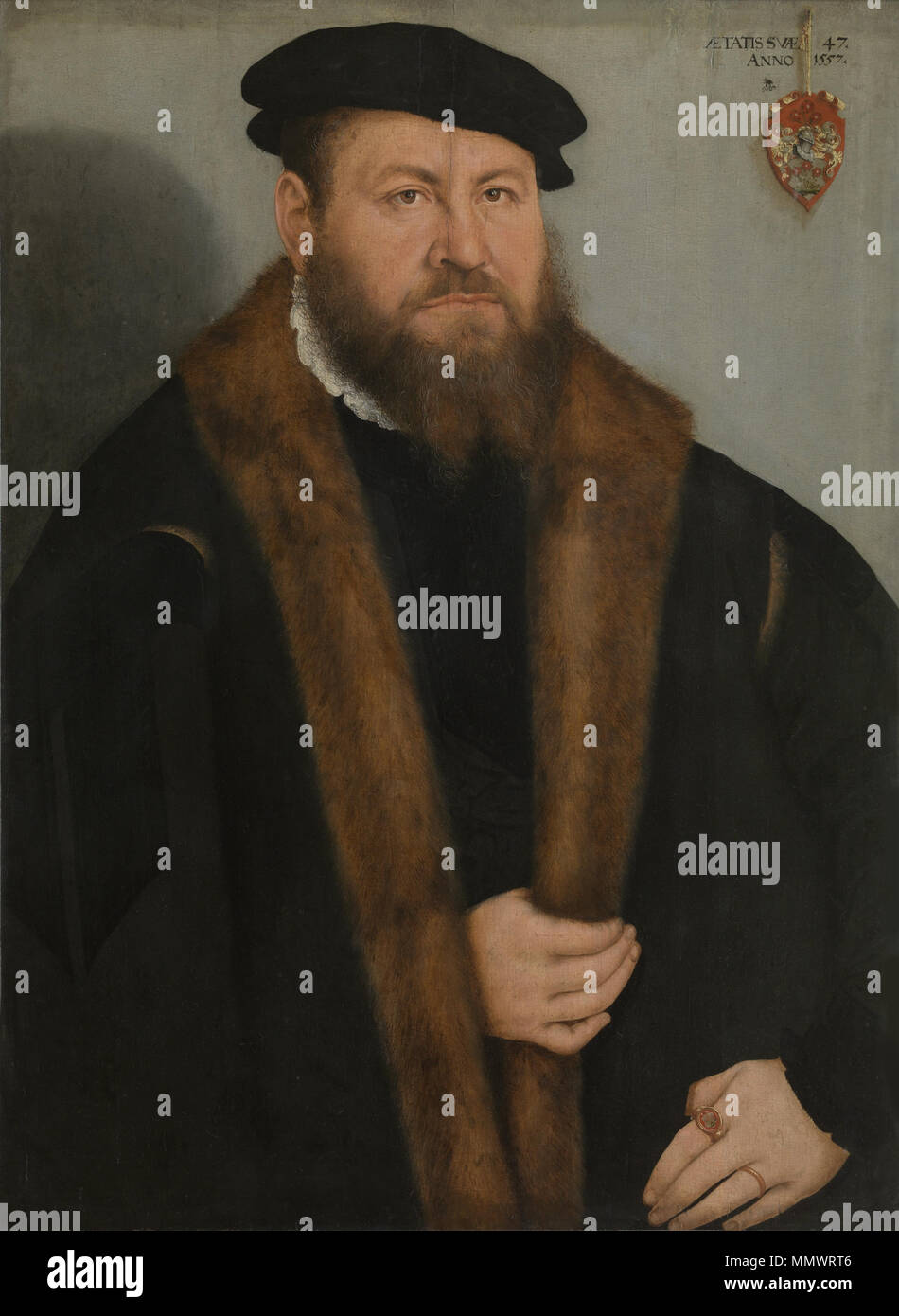 Lucas Cranach d.J. - Porträt eines Mannes (Antwerpen) Foto Stock