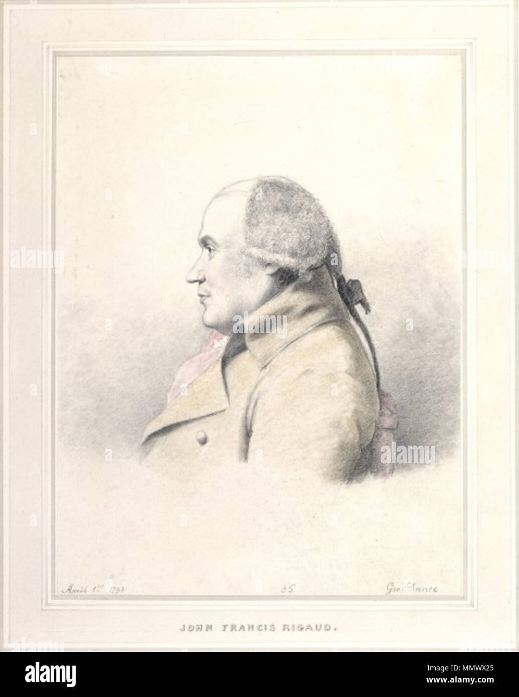 . Ritratto di John Francis Rigaud Il duomo . 1 aprile 1793. George Dance (giovani), artista Dance-JohnFrancisRigaud Foto Stock