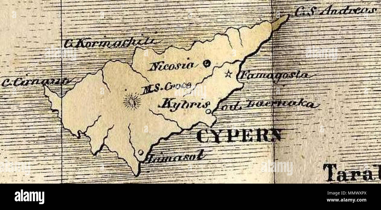 . Inglese: scandito da Olahus. Origine della mappa: historisch-GENEALOGISCH-GEOGRAPHISCHER ATLAS von Le Sage Graf Las casi. Karlsruhe. Bei Creuzbauer und Nöldeke 1829. . 1829. Das Osmanische Reich in Asien 1829.JPG: Olahus lavoro derivato: Geagea (PARLA) Das Osmanische Reich in Asien 1829 Cipro Foto Stock