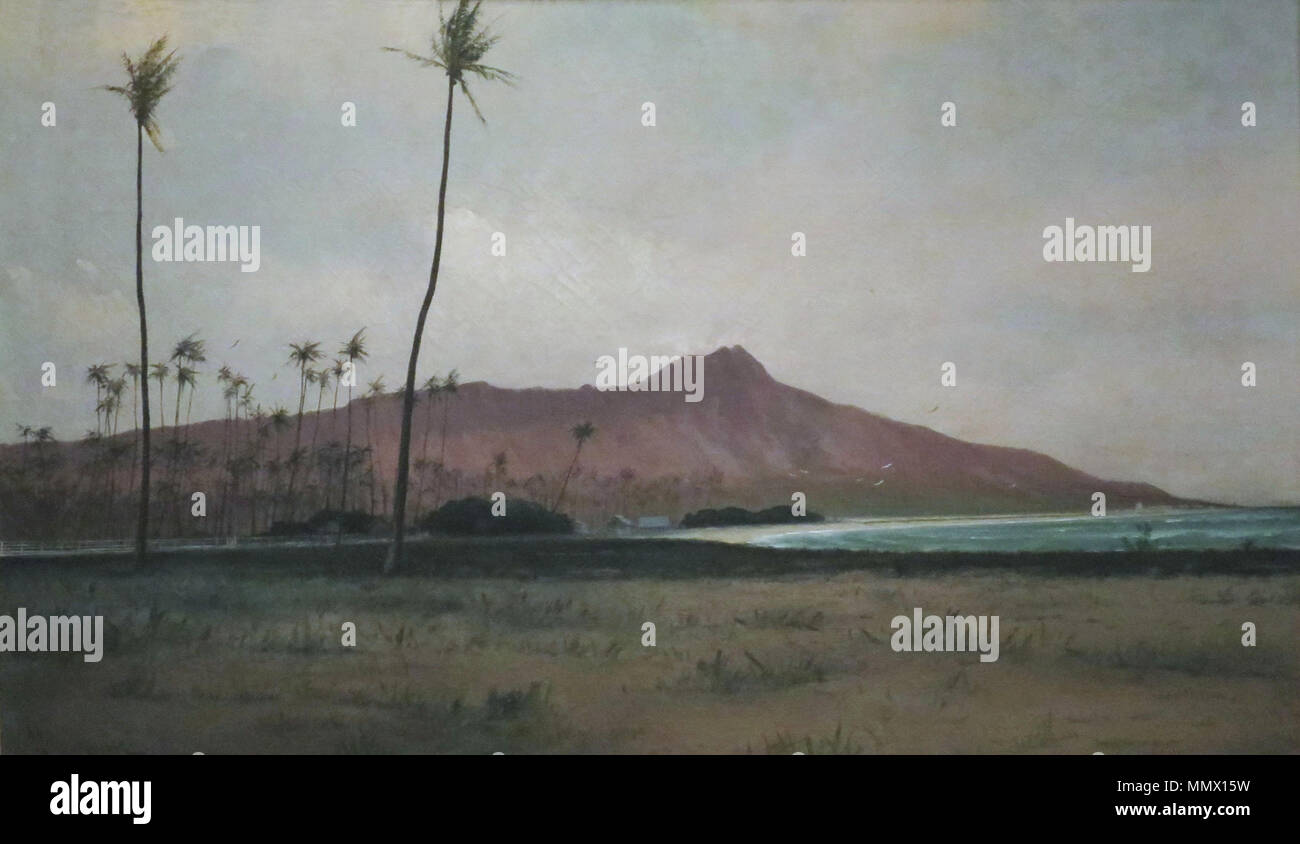 . Inglese: Diamond Head di Waikiki . 1882. Gideon Jacques Denny (1830-1886) nomi alternativi Denny Descrizione marina americana pittore Data di nascita e morte 15 Luglio 1830 7 ottobre 1886 Luogo di nascita e morte Wilmington Cambria periodo di lavoro tra da 1862 e 1886 sede di lavoro San Francisco, Hawaii, Canada e Sud America Autorità controllo : Q5559609 VIAF:?96279832 ULAN:?500083259 "Diamond Head di Waikiki', olio su tela dipinto di Gedeone Jacques Denny, 1882, Bishop Museum Foto Stock