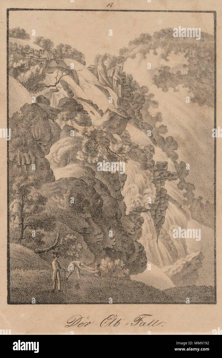 . Der Elb-Fall, Lithografie, 160 x 113 mm, Schmiedeberg . tra il 1825 e il 1830. Carl Julius Rieden Der Elb-Fall Carl Julius Rieden Foto Stock