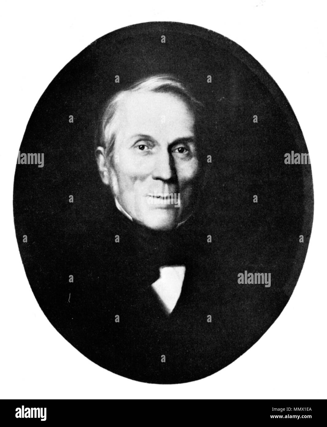 . Ritratto di Giacobbe Lange (1799-1873) Deutsch: Brustbild des Arztes Dr. Jacob Lange (23.8.1799-21.6.1873) mit schwarzem Rock und Binderbis, bis 1864 teilte er sich in Uetersen eine Praxis mit seinem Schwiegersohn Dr. Brodersen. Dann siedelte er nach Dresden über und errichtete eine Anstalt für Menschen lungenschwache. . 1867. Giacobbe Lange (1799-1873) 01 Foto Stock