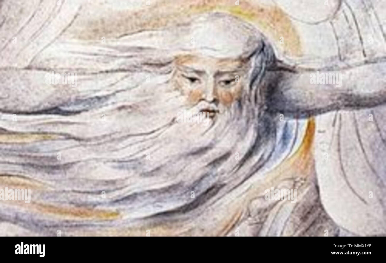 . Inglese: Lavoro confessando la sua presunzione di Dio che le risposte dal vortice (dettaglio) da William Blake. Dettaglio da File:Job confessando la sua presunzione di Dio che le risposte da turbine, oggetto 1 (Butlin 461).jpg Details-Job confessando la sua presunzione di God-Blake Foto Stock