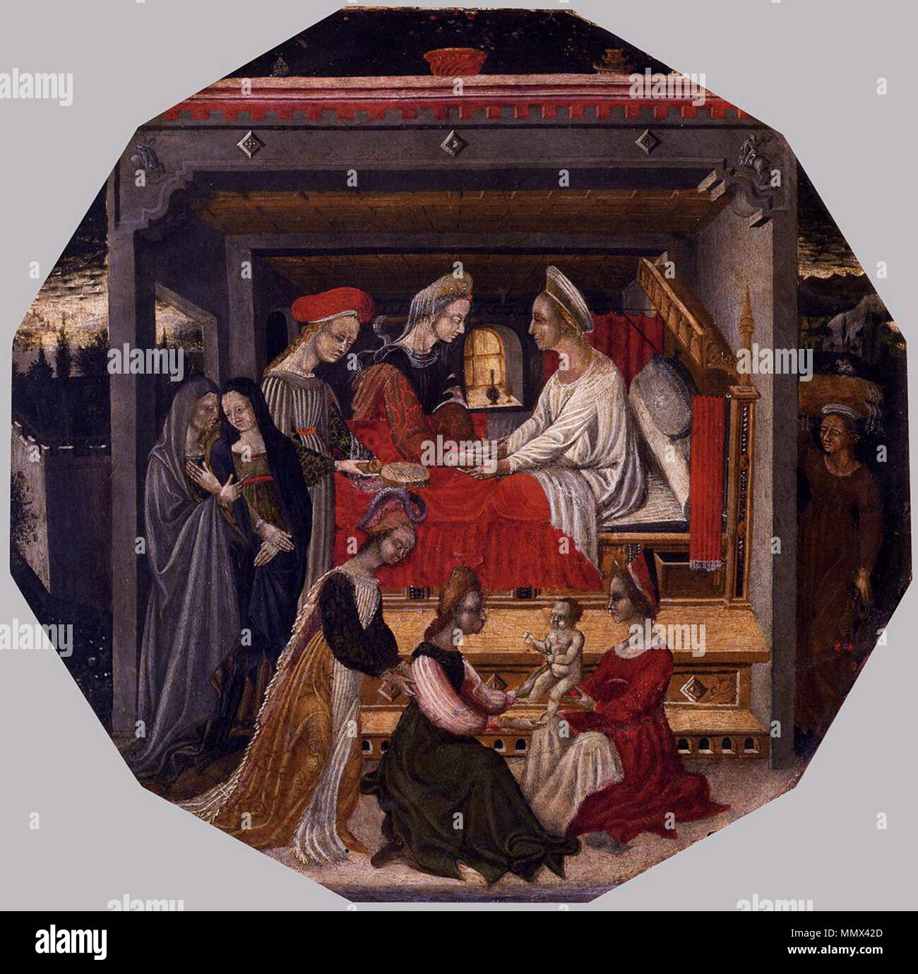 La nascita del Battista. circa 1440. Domenico di Bartolo - nascita del Battista - WGA06413 Foto Stock