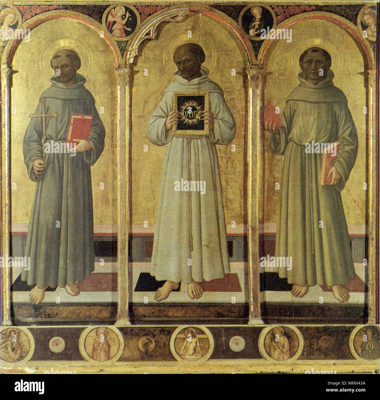 . Di Domenico di Michelino Tre Santi francescani pannello, 159 x 162 cm Museo Diocesano, Cortona . circa 1470. Di Domenico di Michelino (1417-1491) nomi alternativi Domenico di Francesco Descrizione pittore italiano Data di nascita e morte 1417 18 aprile 1491 Luogo di nascita e morte Firenze Firenze competente controllo : Q1237312 VIAF:?ISNI 95797850:?0000 0000 7105 3389 ULAN:?500018988 LCCN:?nr91029224 WGA:?di Domenico di Michelino WorldCat di Domenico di Michelino, tre santi francescani Foto Stock