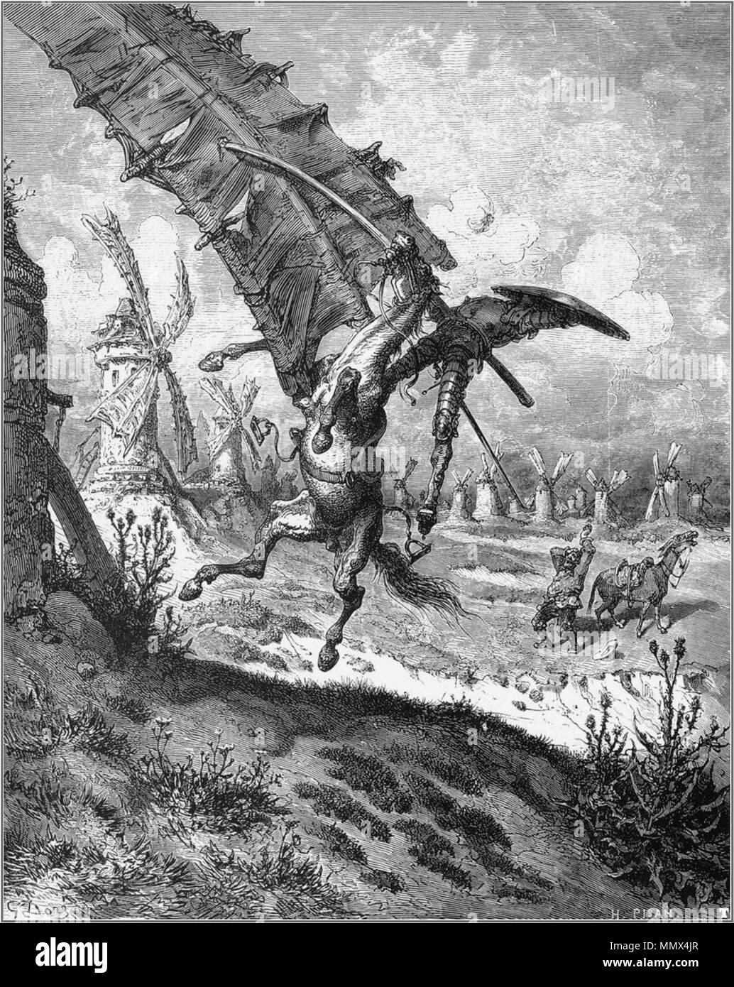 . Inglese: Don Chisciotte combattendo contro un mulino a vento sul suo cavallo, Rocinante. In background Sancho Panza accanto al suo asino. Français : Don Quichotte luttant contre onu Moulin à Vent sur figlio chaval, Rocinante. En arrière plan Sancho Panza à côté de son âne. . 1863. Gustave Doré (1832-1883) nomi alternativi Paul Gustave Doré Paul Gustave Louis Christophe Doré descrizione pittore francese, illustrator, incisore e caricaturista Data di nascita e morte 6 Gennaio 1832 23 gennaio 1883 Luogo di nascita e morte di Parigi Strasburgo sede di lavoro Parigi competente controllo : Q6682 VIAF:?ISNI 41839207:?000 Foto Stock . Inglese: Don Chisciotte combattendo contro un mulino a vento sul suo cavallo, Rocinante. In background Sancho Panza accanto al suo asino. Français : Don Quichotte luttant contre onu Moulin à Vent sur figlio chaval, Rocinante. En arrière plan Sancho Panza à côté de son âne. . 1863. Gustave Doré (1832-1883) nomi alternativi Paul Gustave Doré Paul Gustave Louis Christophe Doré descrizione pittore francese, illustrator, incisore e caricaturista Data di nascita e morte 6 Gennaio 1832 23 gennaio 1883 Luogo di nascita e morte di Parigi Strasburgo sede di lavoro Parigi competente controllo : Q6682 VIAF:?ISNI 41839207:?000 Foto Stock