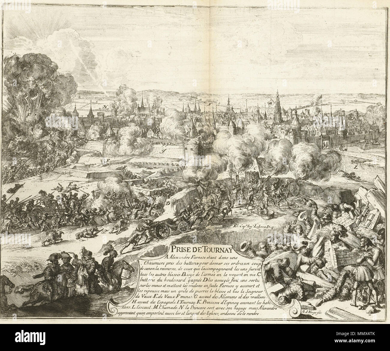 . Inglese: assedio la città di Doornik 1581 Nederlands: Het beleg van Doornik 1581 . tra 1670 e 1699. Ledesma, Don Juan de Doornik 1581 Foto Stock
