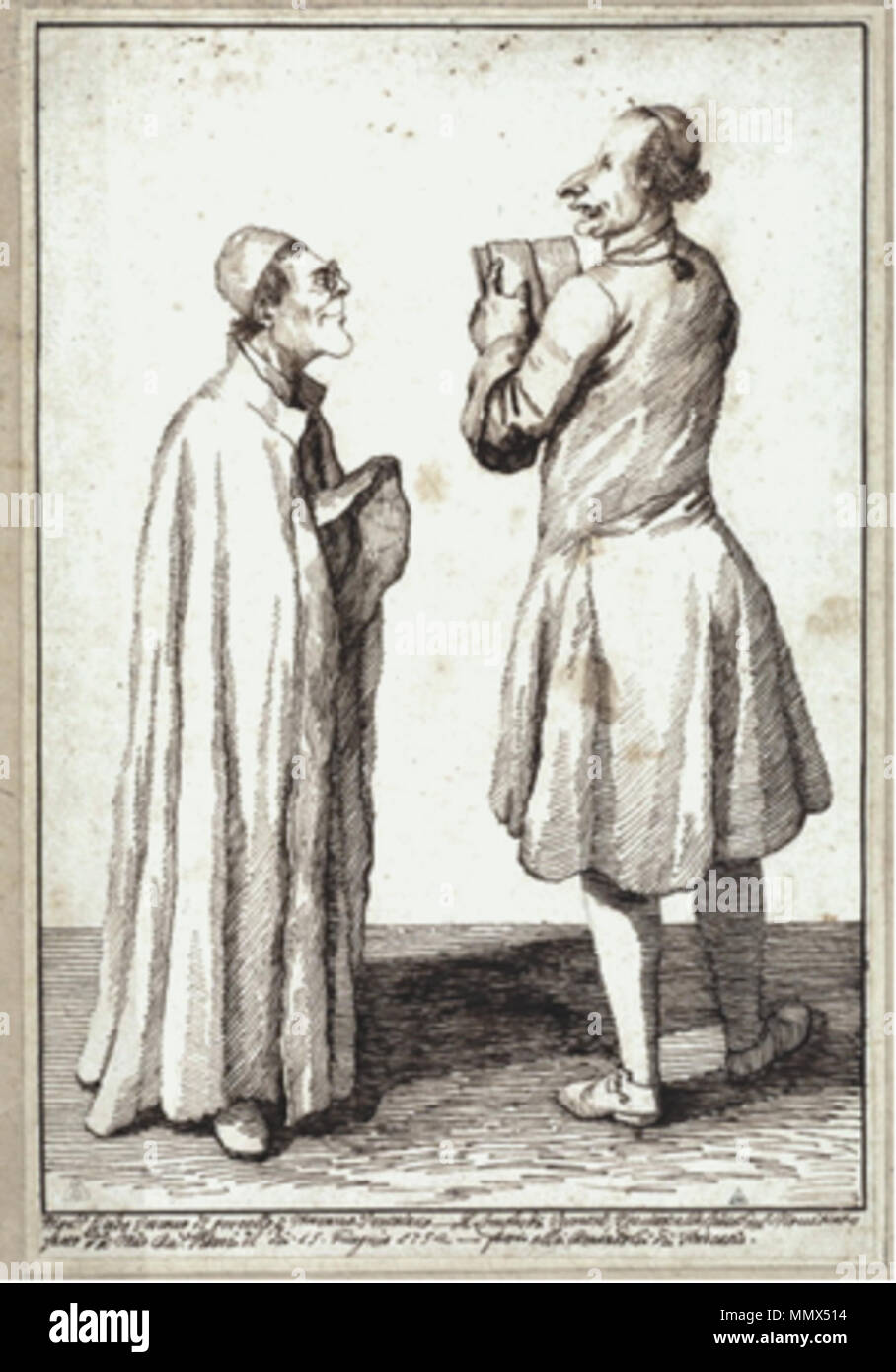 . Español: Caricatura de dos venecianos jesuitas por Pier Leone Ghezzi Dos venecianos jesuitas Foto Stock