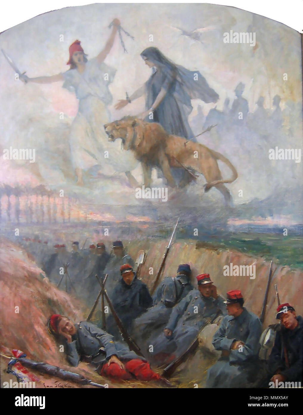 Inglese: Sogno di volontari polacchi in francese trincee. Polski: Sen wolontariuszów polskich w okopach francuskich. prima del 1925. Sogno di volontari polacco nell esercito francese 1914 Foto Stock