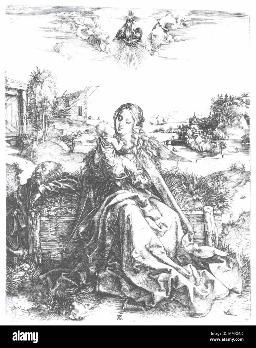 Dürer - Die heilige Familie mit der Libelle Foto Stock
