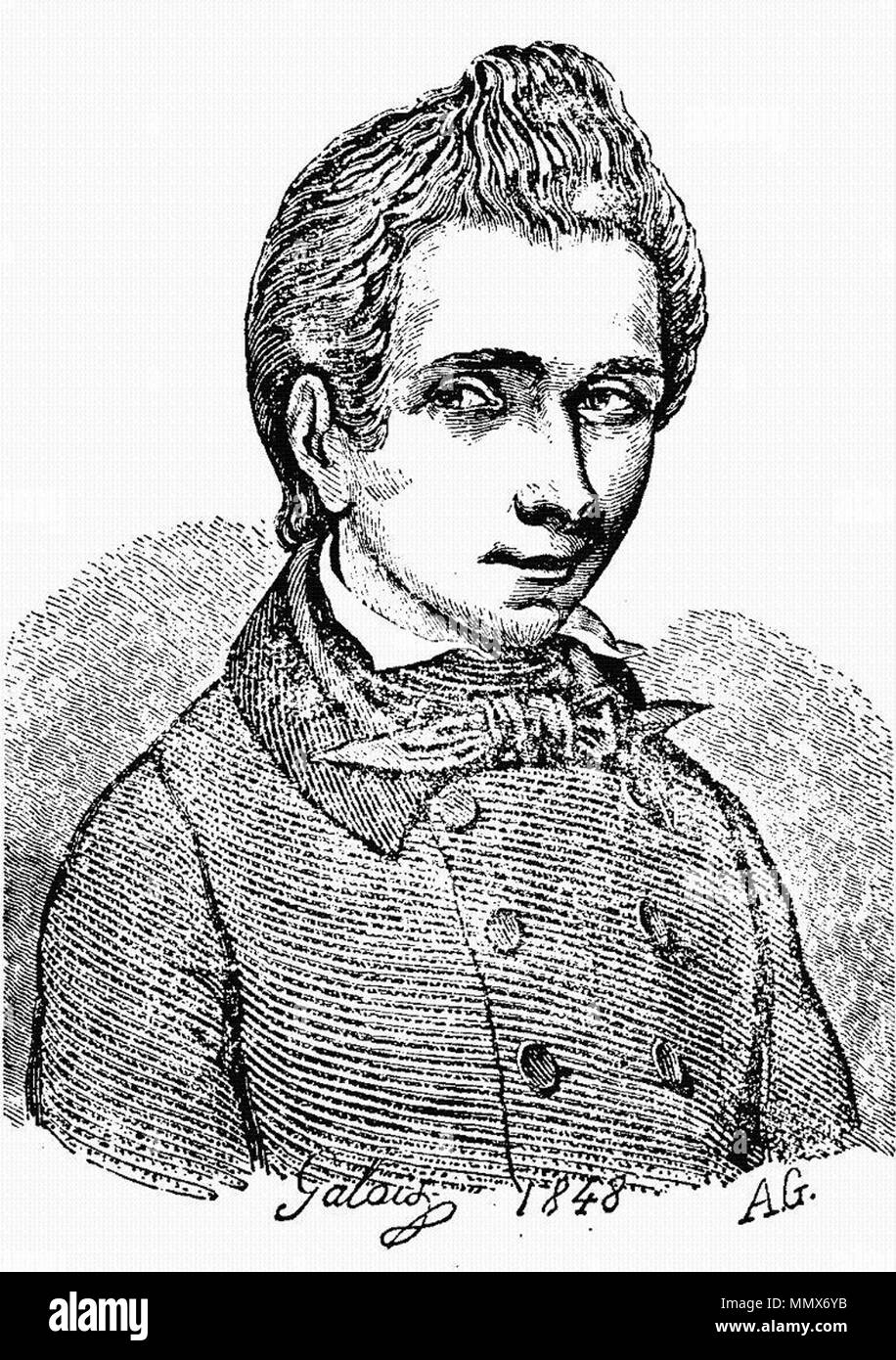 Galois' ritratto fatto da suo fratello e pubblicato in Magasin pittoresco nel 1848. 1848. E. Ritratto di Galois No.2 Foto Stock