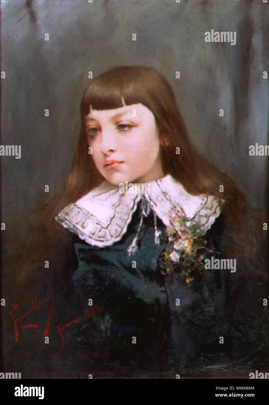 . Chłopiec w stroju pazia (un ragazzo in pagine di abbigliamento). Venduto da Dom Aukcyjny AGRA ARTE SU 2000-12-10 Per 15000zł ($3409) . 1884. Franciszek Zmurko - Chlopiec w stroju pazia Foto Stock