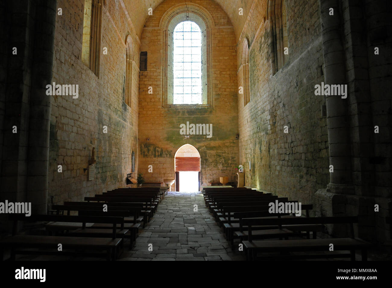 Abbazia di Saint Amand de Coly, Dordogne, Francia Foto Stock
