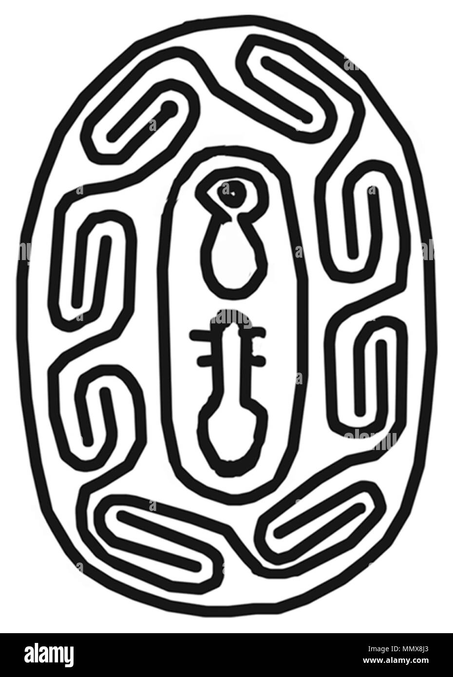 42.25 Anonimo (egiziano) (?). 'Scarab amuleto,' 1648-1539 A.C. steatite beige (originariamente vetrato). Walters Art Museum (42.25): acquistato da Henry Walters, 1911 (?). Egiziano Scarabeo - amuleto - Walters 4225 - Parte inferiore Foto Stock