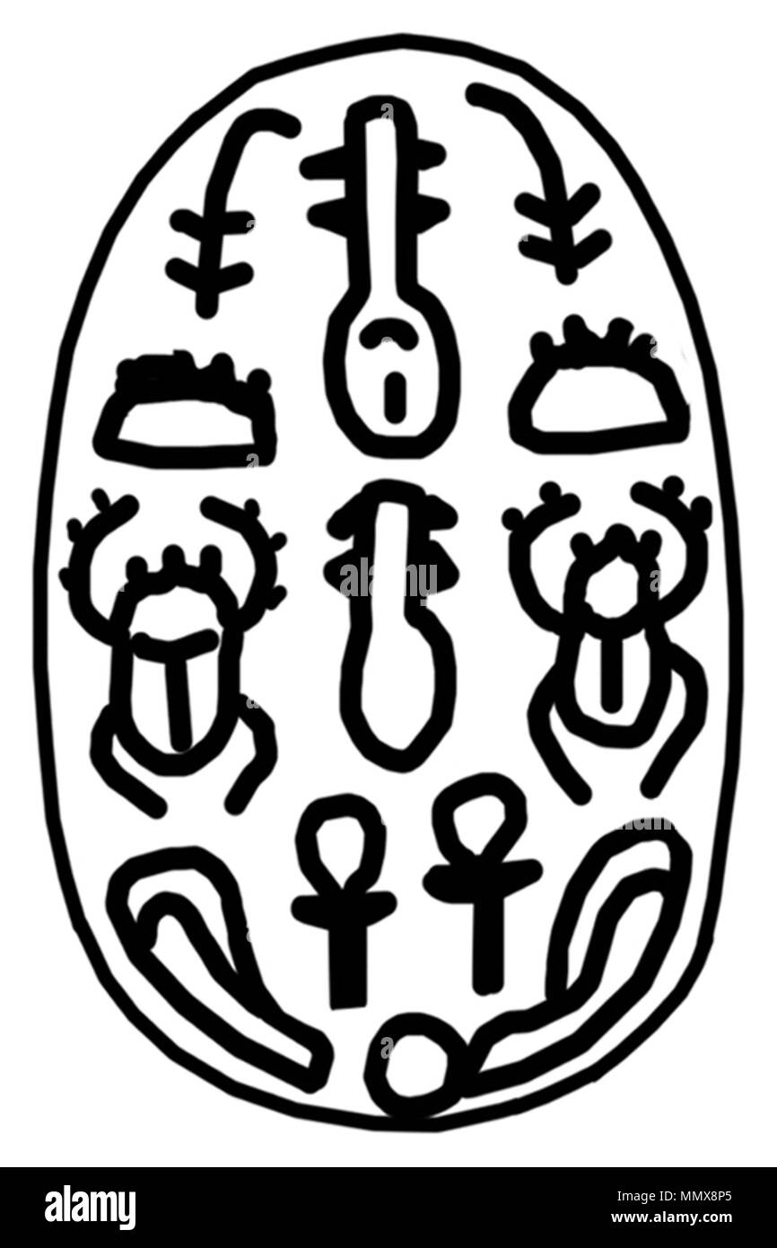 42.12 Anonimo (egiziano) (?). 'Scarab con segni di Script", ca. 1794-1539 A.C. di beige chiaro in steatite. Walters Art Museum (42.12): acquistato da Henry Walters, 1911 (?). - Egiziano scarabeo con segni di Script - Walters 4212 - Parte inferiore Foto Stock