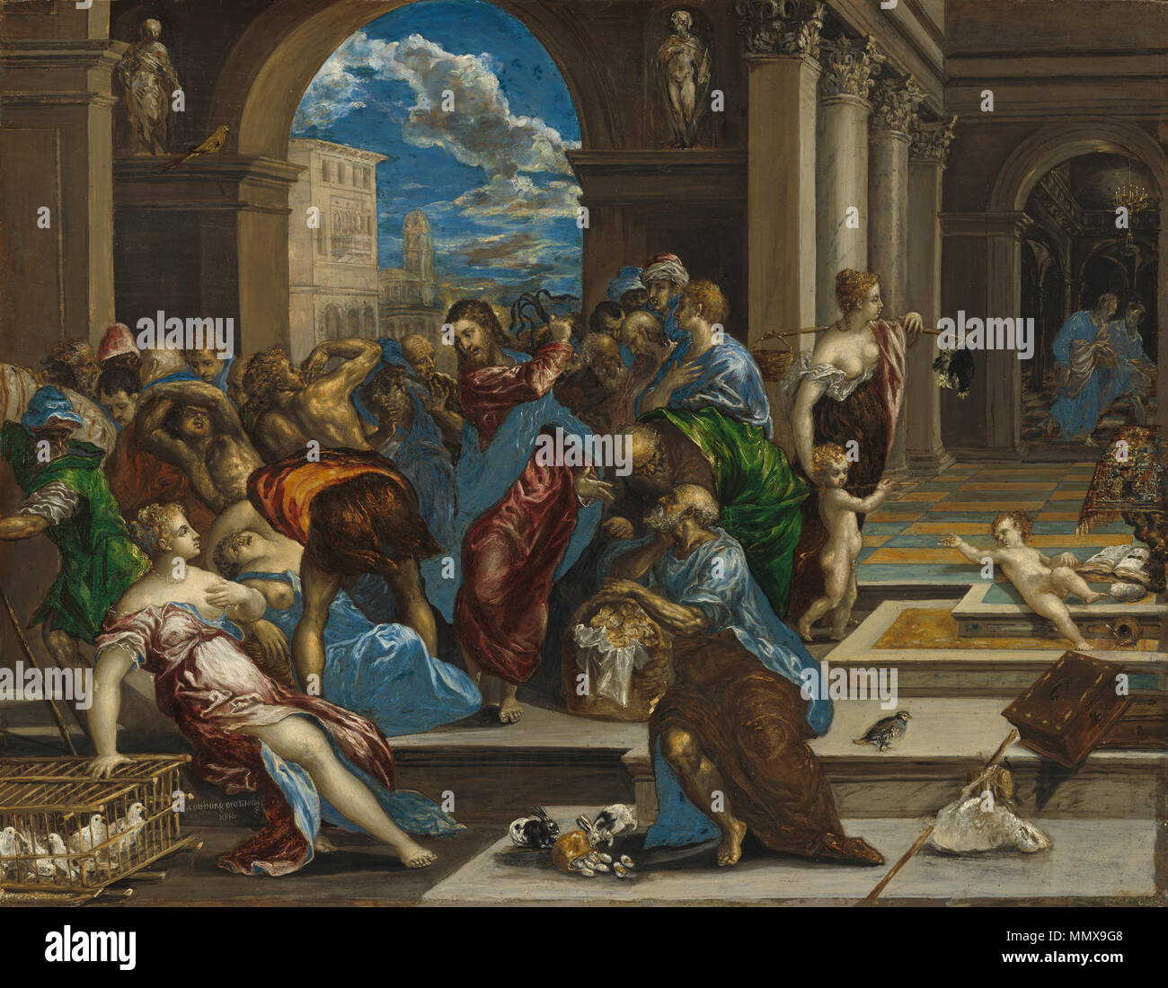 Pittura; olio su pannello; complessivo: 65,4 x 83,2 cm (25 3/4 x 32 3/4 in.) incorniciato: 87,6 x 106,7 x 7,6 cm (34 1/2 x 42 x 3 in.); El Greco 13 Foto Stock