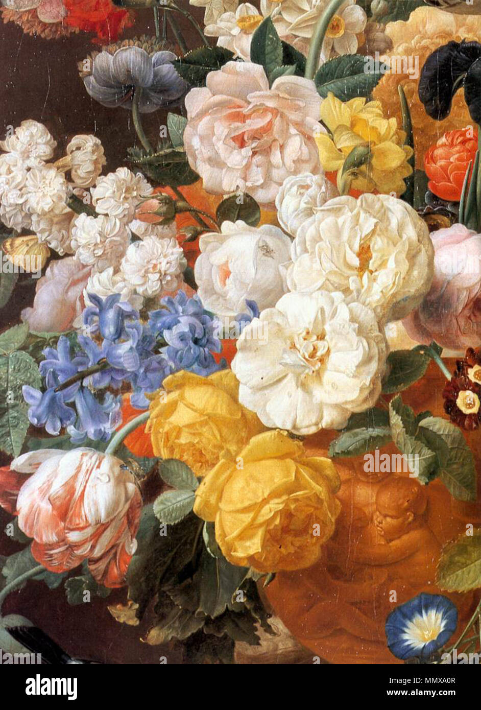 . Dettaglio bouquet di fiori in un vaso scolpito. seconda metà del XVIII secolo. Eliaerts, Jan Frans - bouquet di fiori in un vaso scolpito (dettaglio) - 19c Foto Stock