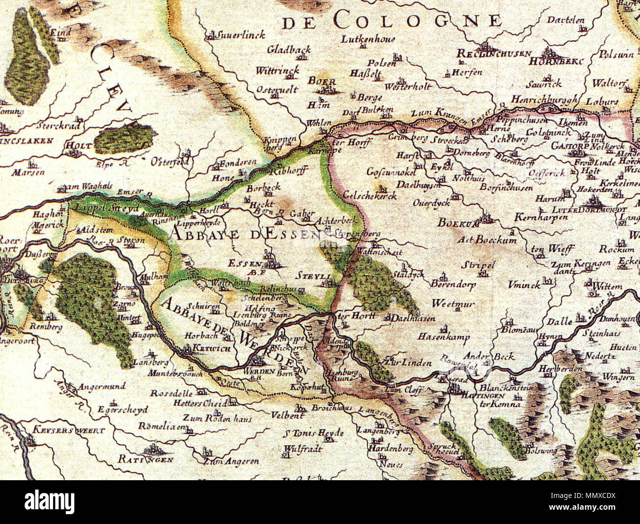 . Mappa di territori e di Essen Werden, Germania, 1681 da Nicolas Sanson, Dominio Pubblico Kartenausschnitt: . 18 marzo 2010, 21:03 (UTC). Grafschaft mark 1681 sanson.jpg: Nicolas Sanson (1600-1667) nomi alternativi Nicolas Sanson, der Ältere; Nicolas Sanson d'ABBEVILLE Descrizione cartografo francese Data di nascita e morte 20 Dicembre 1600 7 luglio 1667 Luogo di nascita e morte abbeville, Francia Paris Opera Parigi posizione competente controllo : Q502162 VIAF:?ISNI 66550637:?0000 0001 2096 3128 LCCN:?n50023551 NLA:?35908957 GND:?12360978X WorldCat Mappa di Essen 1681 Foto Stock