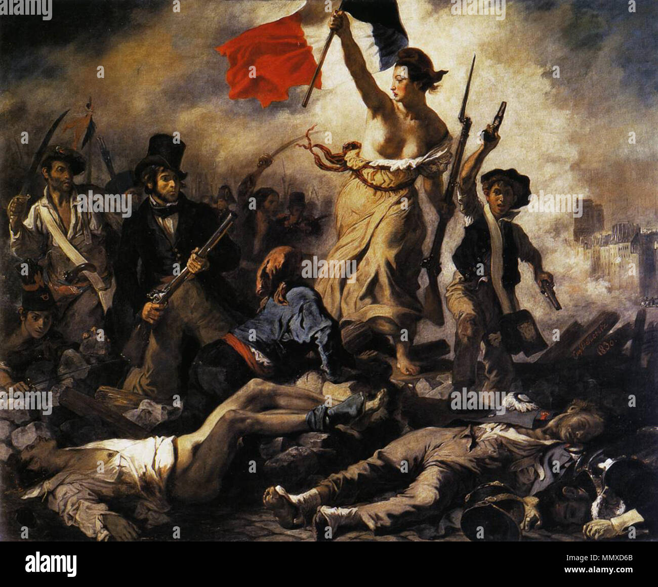 Eugène Delacroix - la libertà di guidare il popolo (28 luglio 1830) - WGA6177 Foto Stock