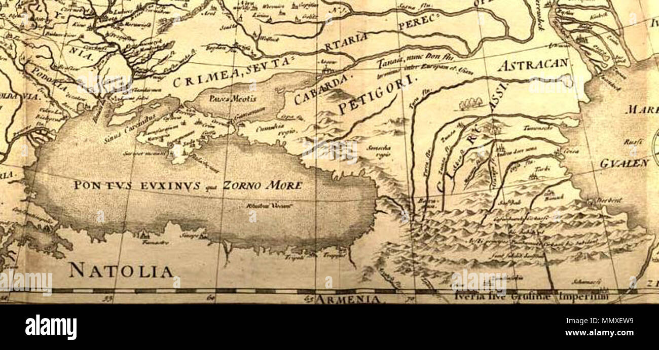 . Inglese: Mappa di anatra muta (il cosiddetto Fedor Godunov mappa) Русский: Карта России Гесселя Герритса (основанная на чертёже Фёдора Годунова) . 1614. Fedor chertezh.jpeg: Hessel Gerritsz lavoro derivato: Geagea (PARLA) Fedor chertezh ritagliato Foto Stock